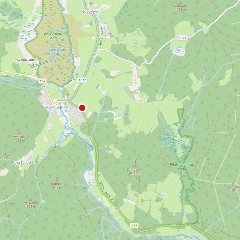 Mapa s umístěním ubytování Borová Lada 110